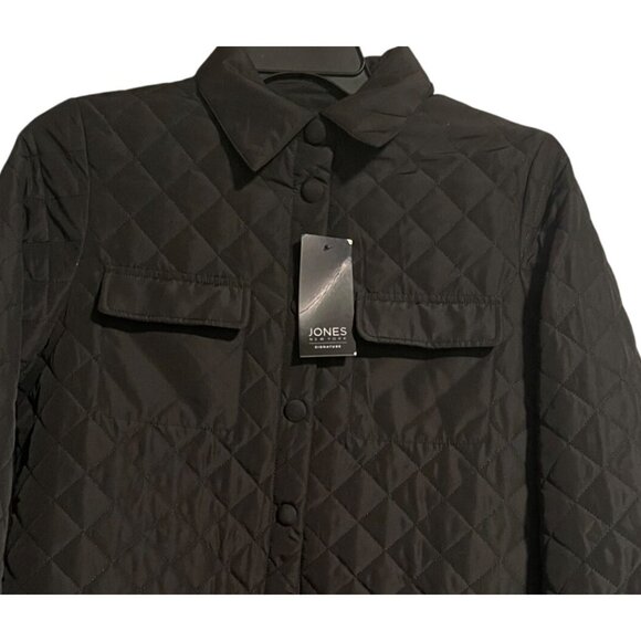 Jones New York Womens Quilted Black Snap Front Jacket Size Small - Picture 3 of 8
